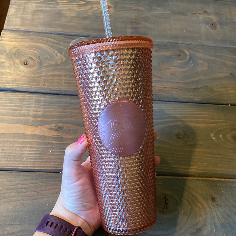 Venti Starbucks rose gold studded tumbler
